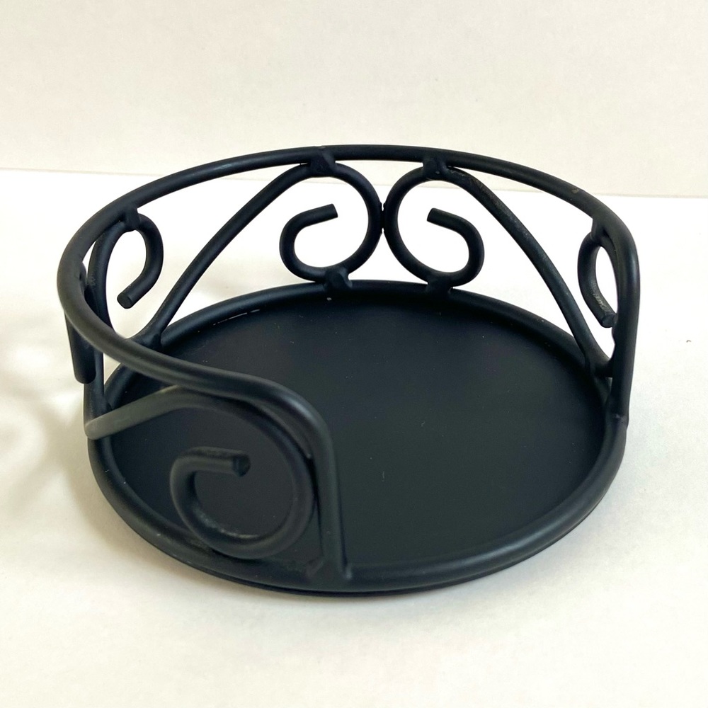Black Iron Scroll Coaster Holder with Marble Coasters - Picture 14 of 14
